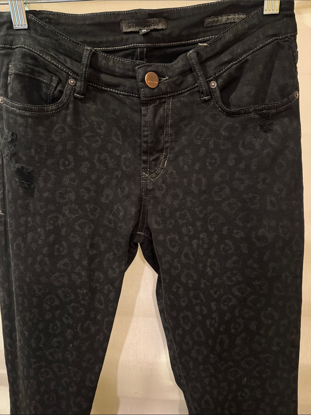 Dear John Black Leopard Print Skinny Jeans